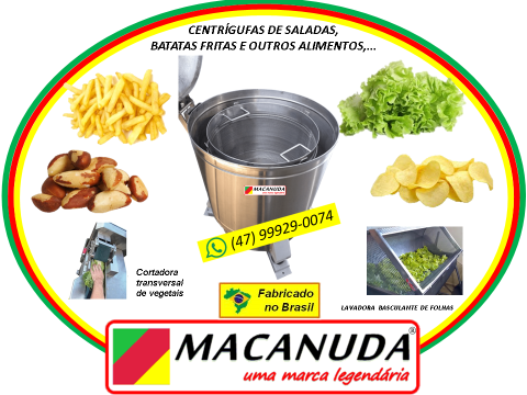 SECADOR DE SALADAS INDUSTRIAL POR CENTRIFUGAÇÃO MACANUDA